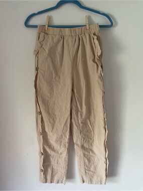 SHEIN Beige Button-Side Joggers
